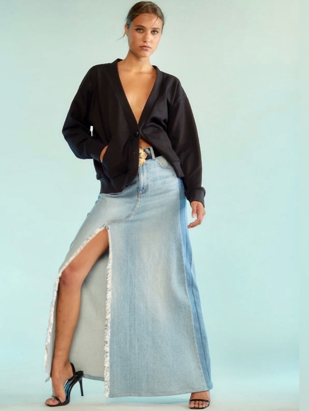 NWT Cynthia Rowley x Midheaven Kyla Denim Skirt Wash: Light Tuxedo New!